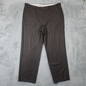 Canali 1934 Wool Pants Mens 37x28 Charcoal Brown Straight Slacks Italy Trousers